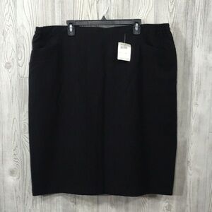 Women's Solid Black Midi Pencil Skirt Plus Size XXL
